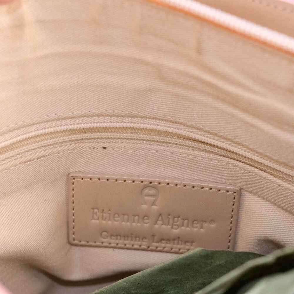 Vintage Etienne Aigner Square Beige Leather Handbag 13"x19"- 6" Handle - Picture 5 of 6